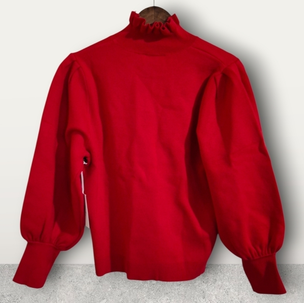 Hyacinth House Red Ruffle Collar Raley Sweater Red - Picture 3 of 6
